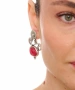 Kiraz Burgundy Stoned Silver Plated Earring
