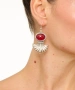 Kiraz Burgundy Stoned Silver Plated Earring