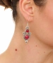 Kiraz Burgundy Stoned Silver Plated Earring