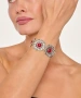 Kiraz Burgundy Stoned Silver Plated Flower Bracelet