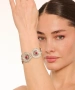 Kiraz Burgundy Stoned Silver Plated Flower Bracelet