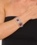 Kiraz Burgundy Stoned Silver Plated Flower Bracelet