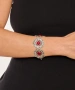 Kiraz Burgundy Stoned Silver Plated Flower Bracelet