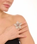 Kiraz Burgundy Stoned Silver Plated Flower Ring