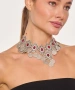 Kiraz Burgundy Stoned Silver Plated Necklace