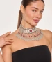 Kiraz Burgundy Stoned Silver Plated Cleopatra Necklace