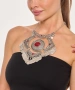 Kiraz Burgundy Stoned Silver Plated Necklace