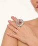 Kiraz Burgundy Stoned Silver Plated Ring