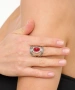 Kiraz Burgundy Stoned Silver Plated Ring