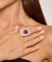 Kiraz Burgundy Stoned Silver Plated Ring