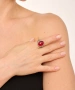 Kiraz Burgundy Stoned Silver Plated Ring