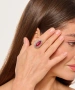Kiraz Burgundy Stoned Silver Plated Ring