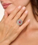 Kiraz Burgundy Stoned Silver Plated Ring