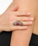 Kiraz Burgundy Stoned Silver Plated Ring