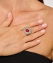 Kiraz Burgundy Stoned Silver Plated Ring