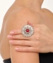 Kiraz Burgundy Stoned Silver Plated Ring