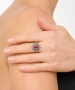 Kiraz Burgundy Stoned Silver Plated Ring