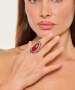 Kiraz Burgundy Stoned Silver Plated Ring