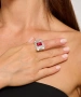 Kiraz Burgundy Stoned Silver Plated Ring