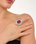 Kiraz Burgundy Stoned Silver Plated Ring