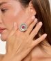 Kiraz Burgundy Stoned Silver Plated Ring