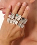 Kiraz Black Stoned Silver Plated Ring