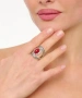 Kiraz Burgundy Stoned Silver Plated Ring