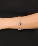 Kiraz Burgundy Stoned Silver Plated Triangle Bracelet