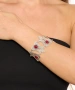 Kiraz Burgundy Stoned Silver Plated Tulip Bracelet