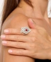 Kiraz Burgundy Stoned Silver Plated Tulip Ring
