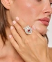 Kiraz Burgundy Stoned Silver Plated Tulip Ring