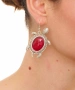 Kiraz Burgundy Stoned Silver Plated Turtle Earring