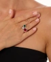 Kiraz Colorful Crystal Stoned Silver Plated Ring