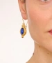 Kiraz Dark Blue Crystal Stoned Gold Plated Earring
