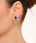 Kiraz Dark Blue Crystal Stoned Gold Plated Earring