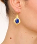 Kiraz Dark Blue Crystal Stoned Gold Plated Earring