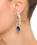 Kiraz Dark Blue Crystal Stoned Silver And Gold Plated Earring