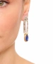 Kiraz Dark Blue Crystal Stoned Silver And Gold Plated Earring