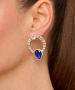Kiraz Dark Blue Crystal Stoned Silver Plated Earring