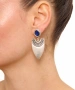 Kiraz Dark Blue Crystal Stoned Silver Plated Earring