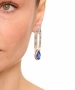 Kiraz Dark Blue Crystal Stoned Silver Plated Earring