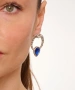 Kiraz Dark Blue Crystal Stoned Silver Plated Earring