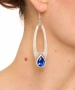 Kiraz Dark Blue Crystal Stoned Silver Plated Earring