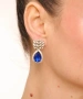 Kiraz Dark Blue Crystal Stoned Silver Plated Earring
