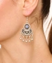 Kiraz Dark Blue Crystal Stoned Silver Plated Earring