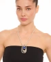 Kiraz Dark Blue Crystal Stoned Silver Plated Necklace