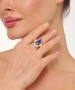 Kiraz Dark Blue Crystal Stoned Silver Plated Ring