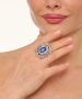 Kiraz Dark Blue Crystal Stoned Silver Plated Ring