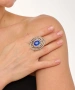 Kiraz Dark Blue Crystal Stoned Silver Plated Ring