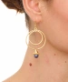Kiraz Dark Purple Pearl Stoned Gold Plated Earring